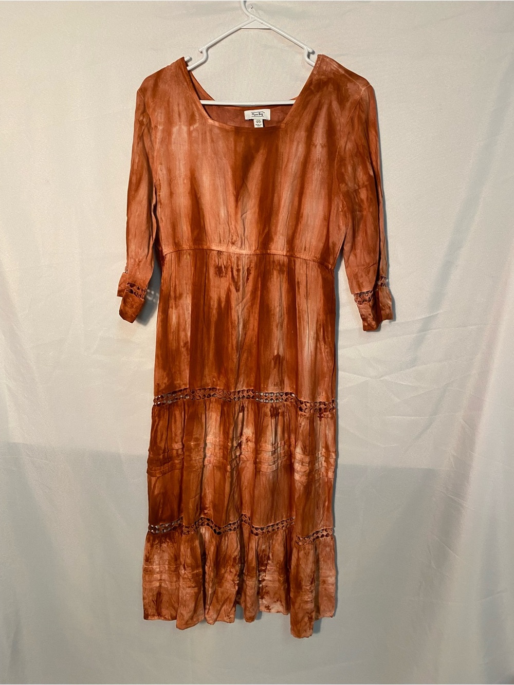 Myra Bag Boho Rust Tie-Dye Midi Dress